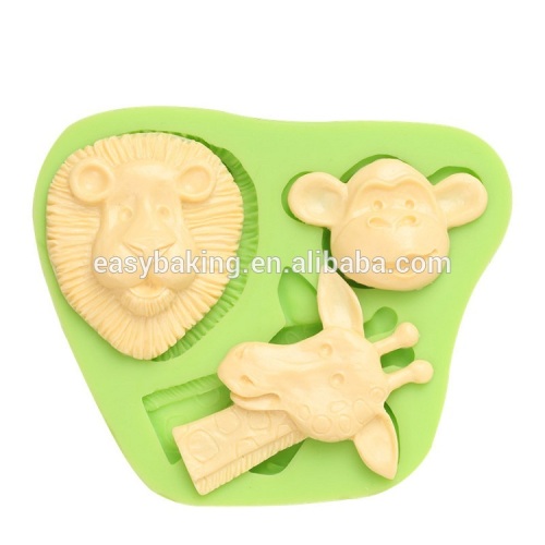Eco-friendly animal series lion monkey giraffe shape cupcake silicone mold
