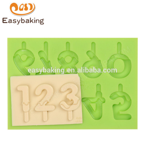 Wholesale new design arabic numerals 0 to 9 fondant novelty silicone ice molds