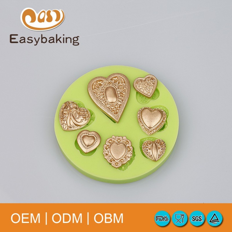 7 Holes Heart Shape Lovely Silicone Fondant Mold For Gifts Cake Mold