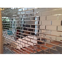 Silver Mirrored Glass Bevelled Wall Tiles ,Mirror Tile Brick Mosaic For Bathroom Kitchen