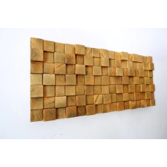 Golden wall art pine wood mosaic 3d wooden wall panel home decoration