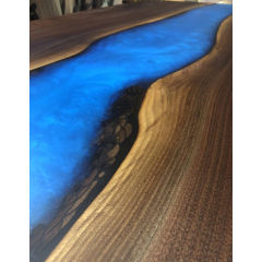 Unique Design Vintage furniture walnut wood river table clear epoxy resin wood table dining table
