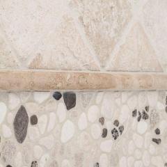 Natural stone river rock cream travertine and brown marble wall and floor mosaic tile