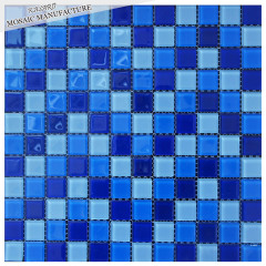 Hot Sale Blended Blues Glass Mosaic for Swimming Pool Tile Blue Decorative Tile