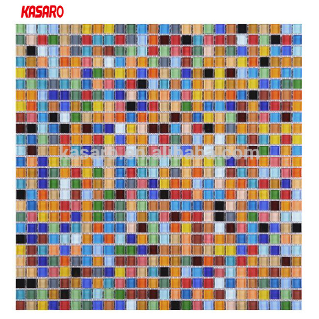 10x10mm Rainbow Colorful Glass Mosaic Tiles Customized Wall Tile