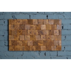 Exterior 3D slatted outdoor brick wooden interinal mosaic wall solid wood panels