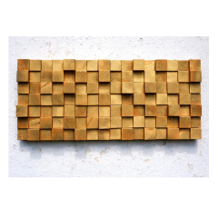 Golden wall art pine wood mosaic 3d wooden wall panel home decoration