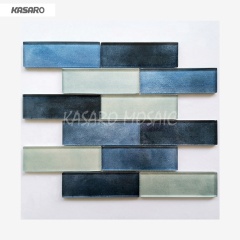 Inkjet Mosaic Agate Pattern Glass Linear Mosaic Tile