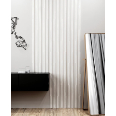 Wood design composite wide white slats bedroom decorative wall wooden mosaic