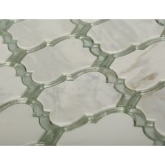 Premium Mosaics Silver White Marble Stone Lantern Mosaic Arabesque Tile, Mother of Pearl Shell Mosaic