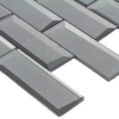 Modern gray glossy simple strips room decor metallic glass mosaic tile