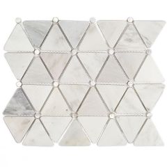 MM-Mosaic Interior Design Flower Pattern Carrara White Marble Waterjet Mosaic Tiles With Brass Inlay