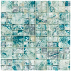 blue color swimming pool tiles glass mosaic