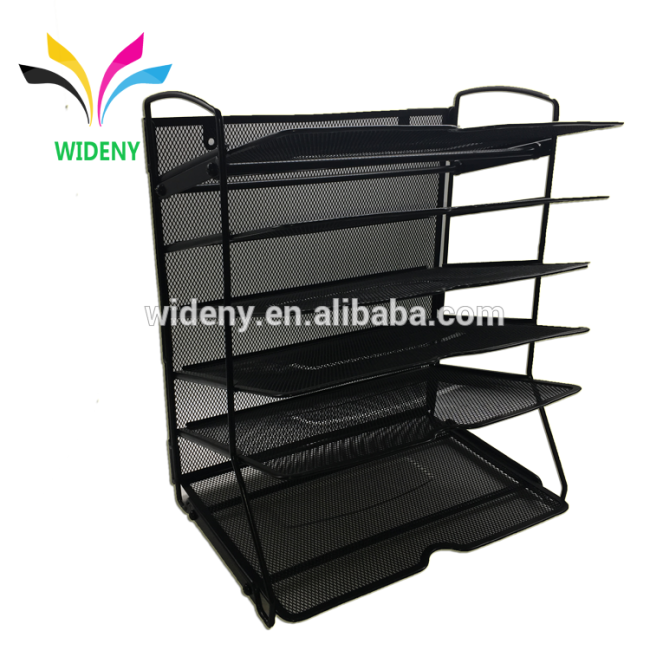Office Vertical Mesh 5-Tier Black Hanging File Letter Organizer Tray