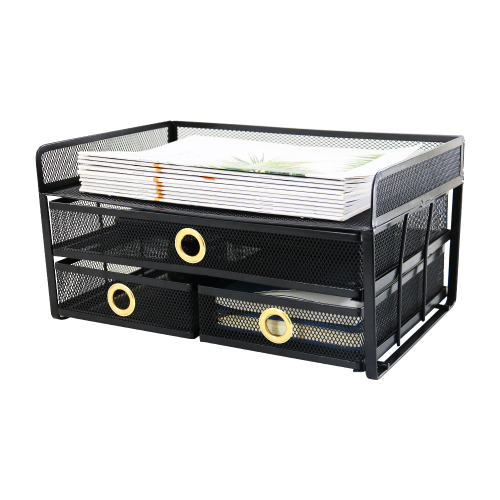 Wholesale Supply Home Bedroom Tabletop Divider Partition Board Mini Metal Mesh Storage Drawers