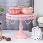 High quality Wholesale Supply Cake Decorating Rotating Rose Pink round Metal Wedding Party Stand Cupcake