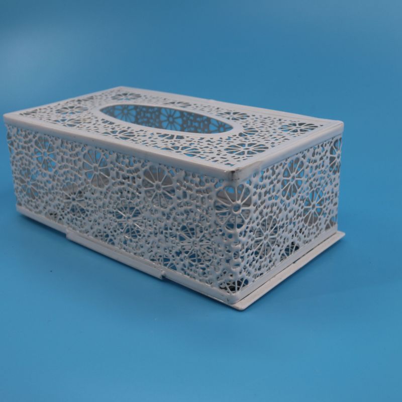 Wideny custom design logo package powder coated school home office supply metal mesh flower pattern tissue box