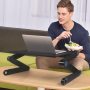 Home Working Use Aluminium Desktop Adjustable Portable Foldable Laptop Table Desk with Mouse Pad Cooling Fan Computer Stand