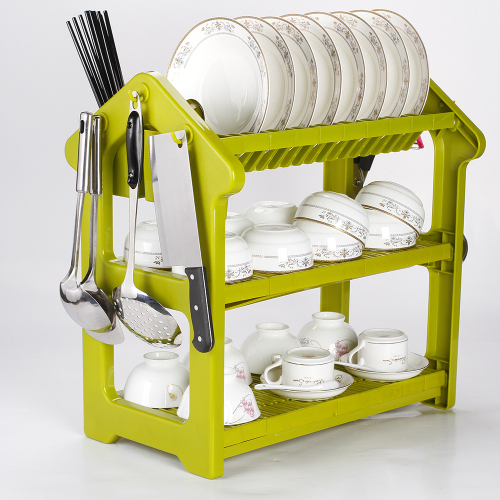 three tier kitchen cabinet  bowl drying display over sink durable plastic dish rack with drainer board