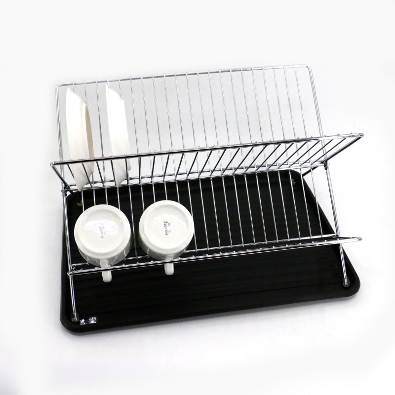 Kitchen Storage Organization Holder Stainless Steel Wall Mount Dish drying Drainer Rack with Spice Jar Iron Dish Rack