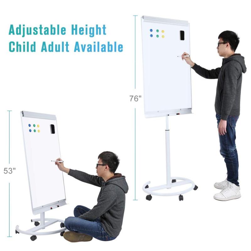 Office School Supplies magnetic metal mobile dry erase board with whiteboard height adjustable flip chart easel with marker tray