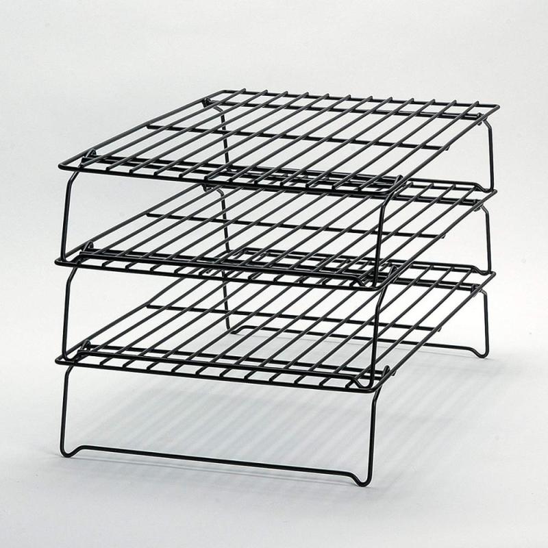 wholesale supply Home kitchen 3 Tier silver metal wire stainless steel cooling rack for bakery cake bread barbecue