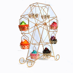 Party decorating fancy foldable iron wire plate candy bread metal steel tray gold wedding cupcake cup cake stand