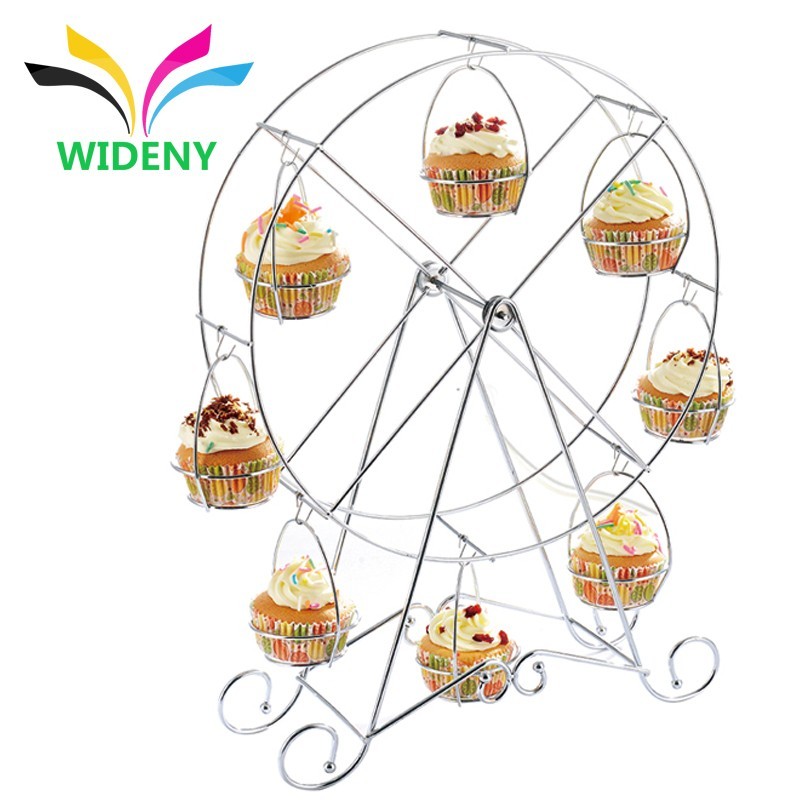 Ferris Wheel Type Powder Coated Decorative Round Shaped Metal Hanging Cake Stand