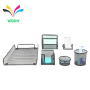 6 pieces office metal mesh desk set silver stationery for school