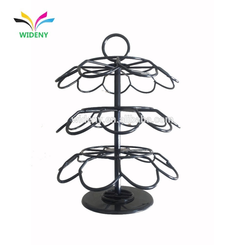 Wideny 360 degree rotating Chrome metal wire Storage Capsules Coffee stand