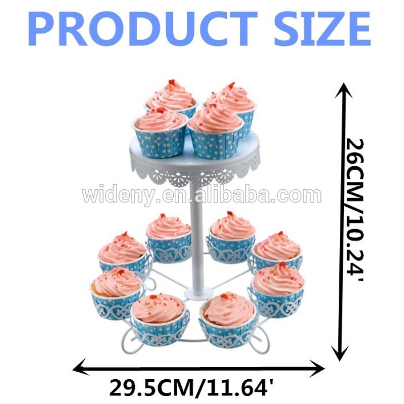 Multifunctional Wedding Decorative 2 Tier 12 Cup Round Shaped Metal White Cake Stand
