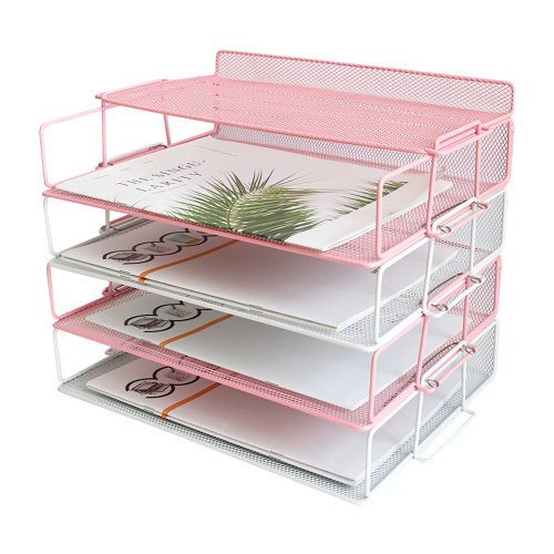 Wideny Home Use Office Storage Document Desk Organizer Metal Mesh 5 Layer Stackable File Trays