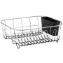 Wideny Black Chrome Plated Steel Small Kitchen Dish Drainer Rack For Bowl Tableware and Cup