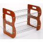 Custom Home kitchen display rack wood 2 tier dish drainer rack with cup and chopsticks holder