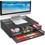 Home Office Multi-functional Ergonomic Metal Mesh Desk Computer Monitor Stand with Organizer Drawer for Laptop Printer Notebook