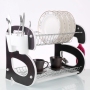 Home kitchen organization holder 2 tier metal MDF side dish rack with hooks
