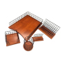 Office Supplies Wooden Base Desktop Accessories 4 Piece Metal Wire Desk Organizer Set