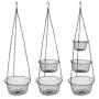 3 Tier Sturdy Metal Chain Hanging Hook and Detachable Round Nesting iron Wire Fruit Kitchen Vegetable Storage Hanging Basket
