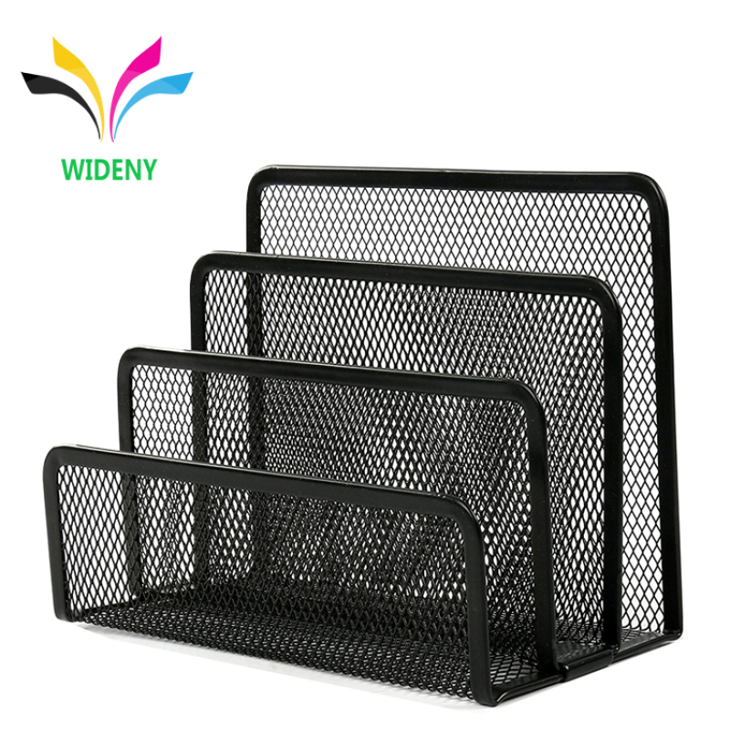 WIDENY Amazon Hot Seal Metal Mesh Pattern Metal Desktop 3 Upright Mail Letter Sorter Colorful Letter Tray
