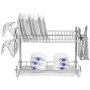 Factory directly sales E shape metal large 2 tier dish plate drainer rack with drainboard
