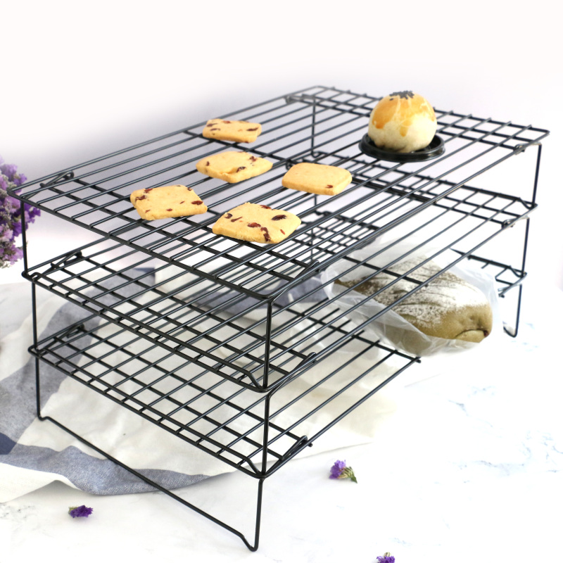 Amazon Popular Home Kitchen Folding 3 Tier Stainless Steel Cooling Rack For Bakery Bread Cake