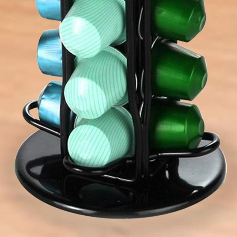 Countertop Metal Folding Rotating Nespresso metal coffee capsule holder for coffee pod display stand storage holder