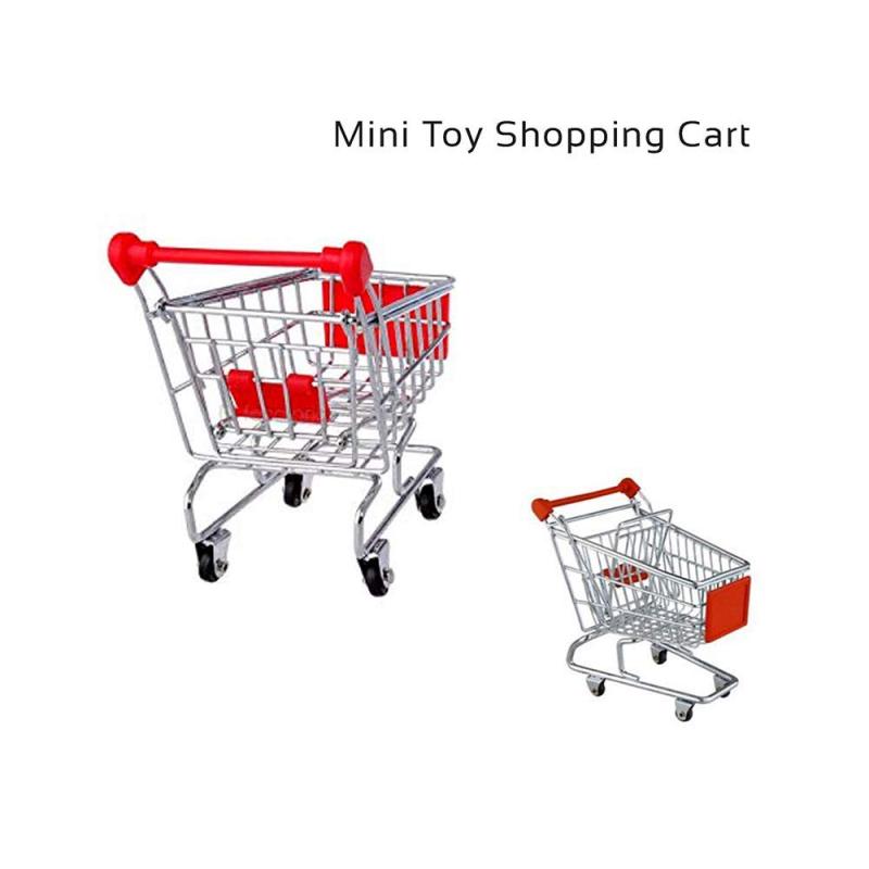 Amazon Hot Sale Adjustable Handle Metal Cover Stores Disassemble  Mini Shopping Cart for Party Desk