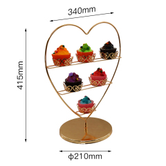 Wholesale 3 tiers Like Appearance Individual Rose Gold Metal Wire Detachable Holding 6 Mini Cake Cupcake Stand