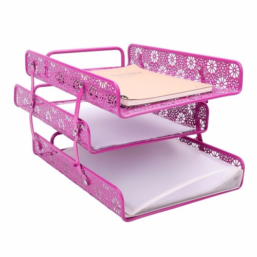 Wideny hollow pattern 3 Tier Stackable Desk Document Letter Organizer file Trays