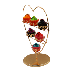 Wholesale 3 tiers Like Appearance Individual Rose Gold Metal Wire Detachable Holding 6 Mini Cake Cupcake Stand