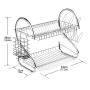 Kitchen Use Large Capacity Stainless Steel Chrome Plated Metal Wire 2 tier dish drying rack for Cutlery Cup Bowl