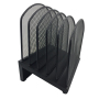 5 compartments desktop black mesh metal paper office magazine file holder