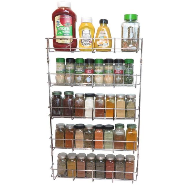 Kitchen cabinet storage metal steel wall mounted hanging wire spice rack organizer for herb jar holder shelf