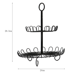 Detachable Bent Hook Foot Hollow Iron Metal Round Double Floor Cake Stand For Cupcake